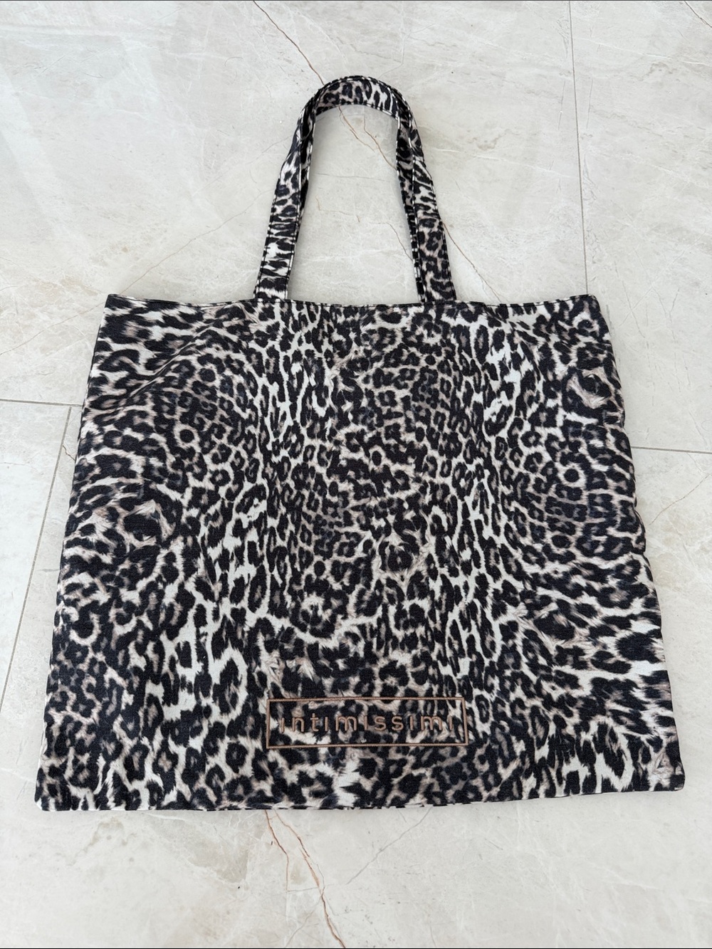 Intimissimi Animal Print Tote Bag - Leopard Pattern Black & White
